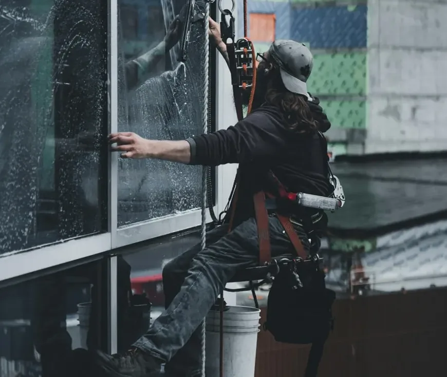 Dirty building exterior with pollution and mould buildup