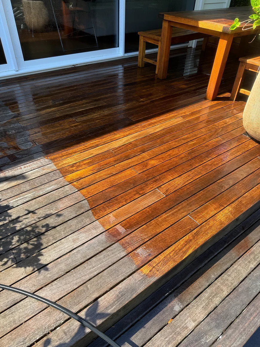 Clean, revived timber deck and fence