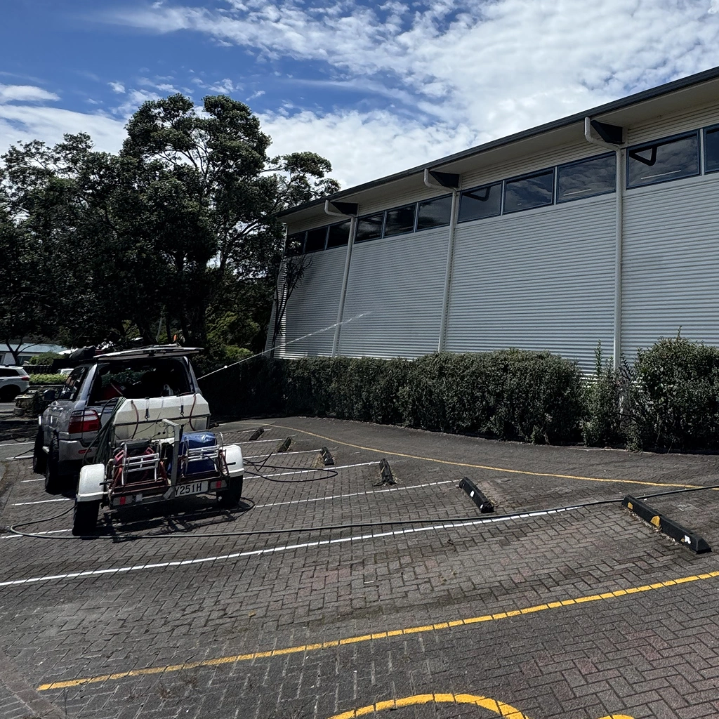 Clean school building after professional washing